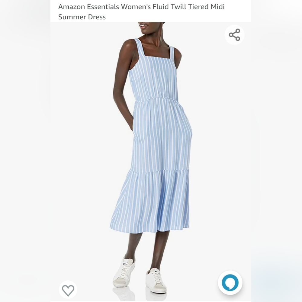 Amazon Essentials Women's Fluid Twill Midi Summer Dress Sz Large NWT